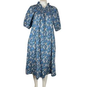 J.Crew smock neck short puff sleeve midi dress in liberty sea blossoms XS